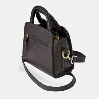 Bolso "EL CABALLO" mini dos asas y bandolera costura piel color marrón - Imagen 2